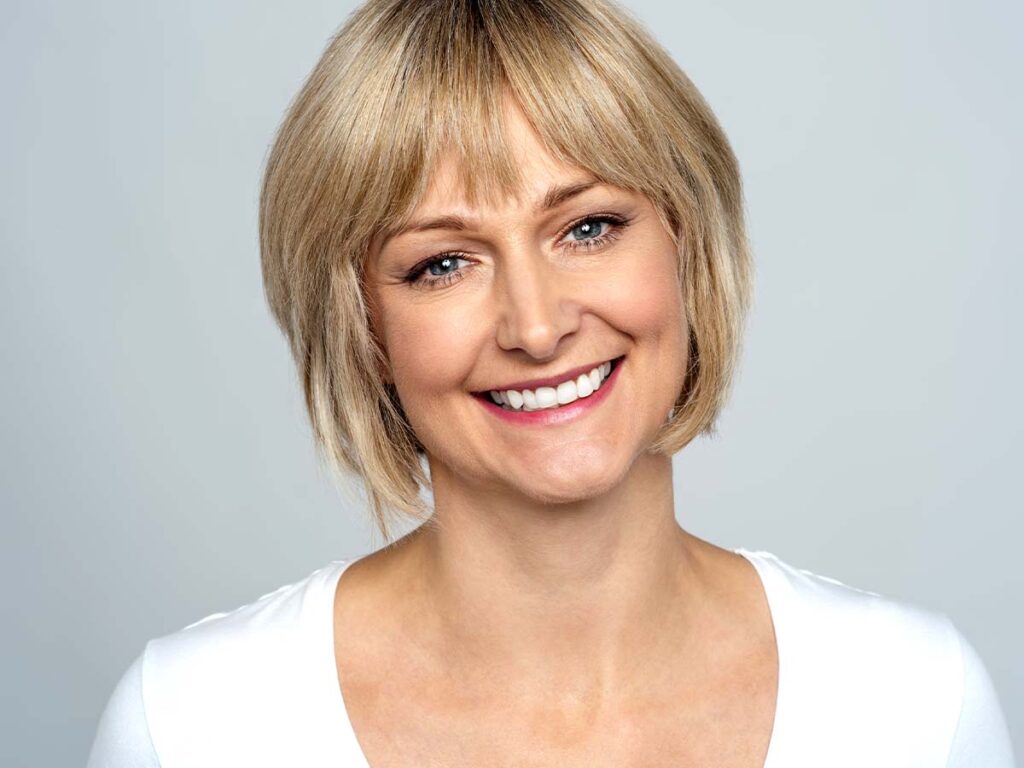 Portrait of a smiling middle-aged caucasian woman