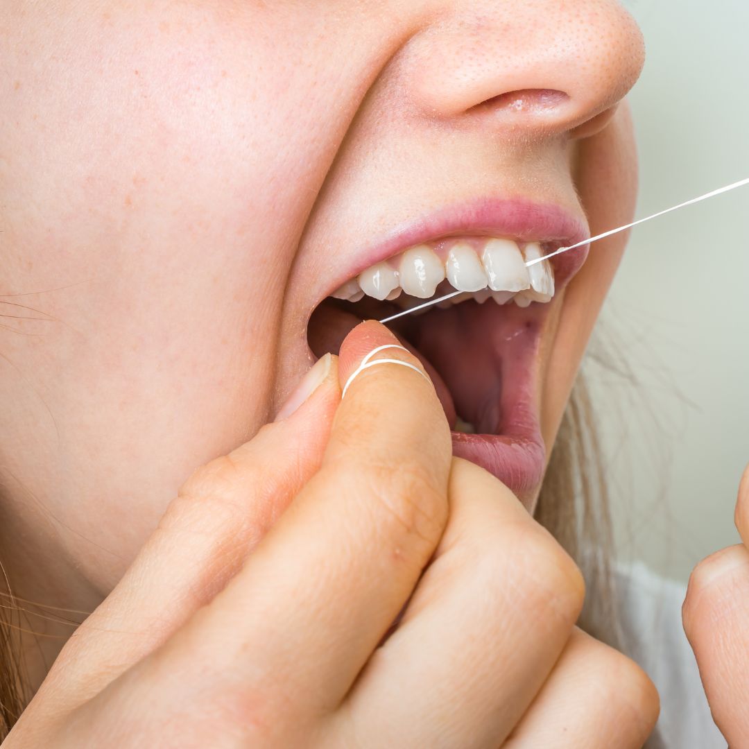 flossing teeth