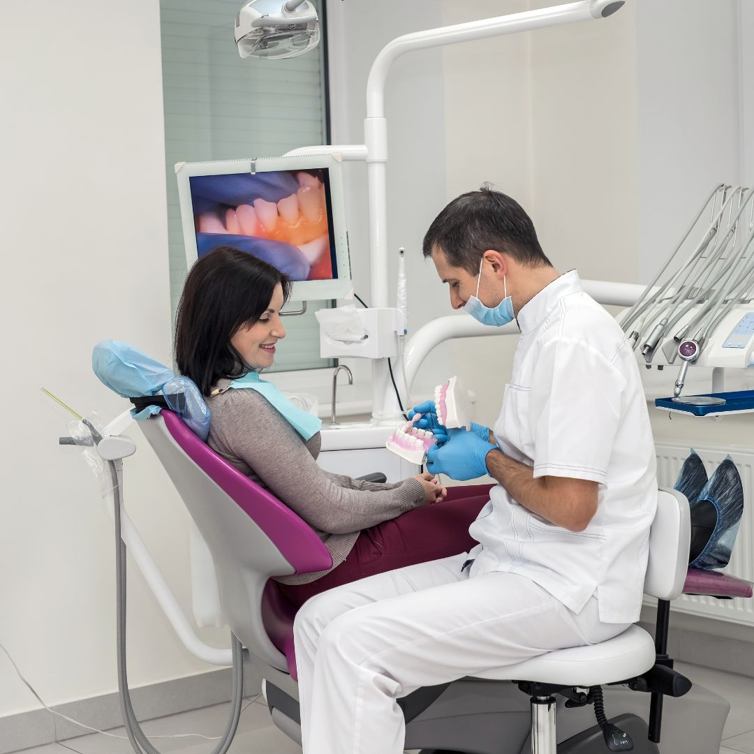 patient and dentist talking