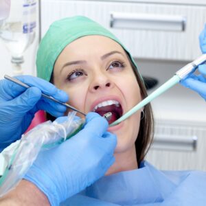image of a woman getting a dental implant