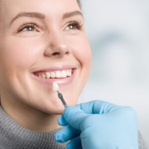 woman getting fitted for veneers