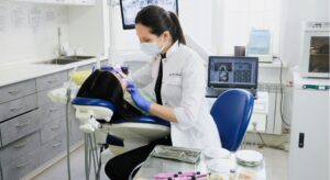 Dentist with patient
