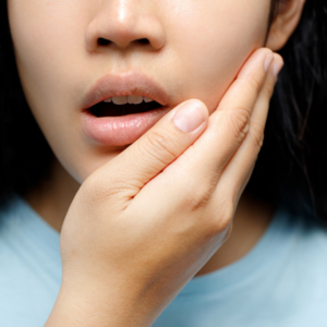 Person with hurt jaw