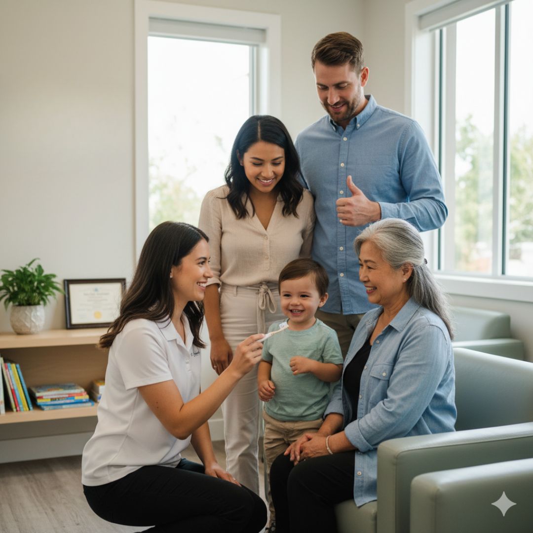 generational family at dentist office