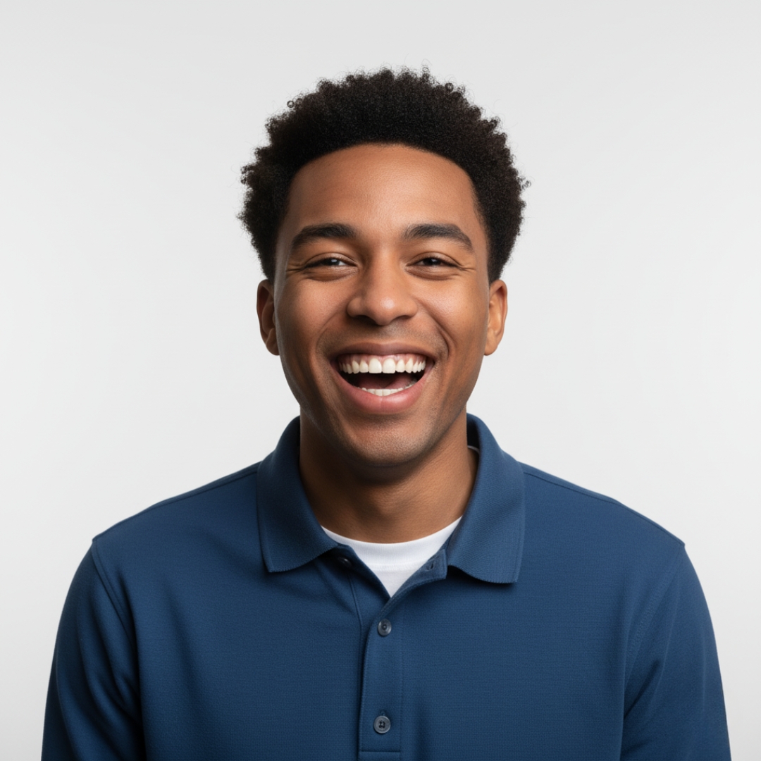 A person laughing joyfully