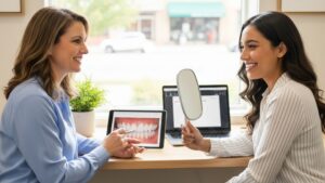 dentist with customer