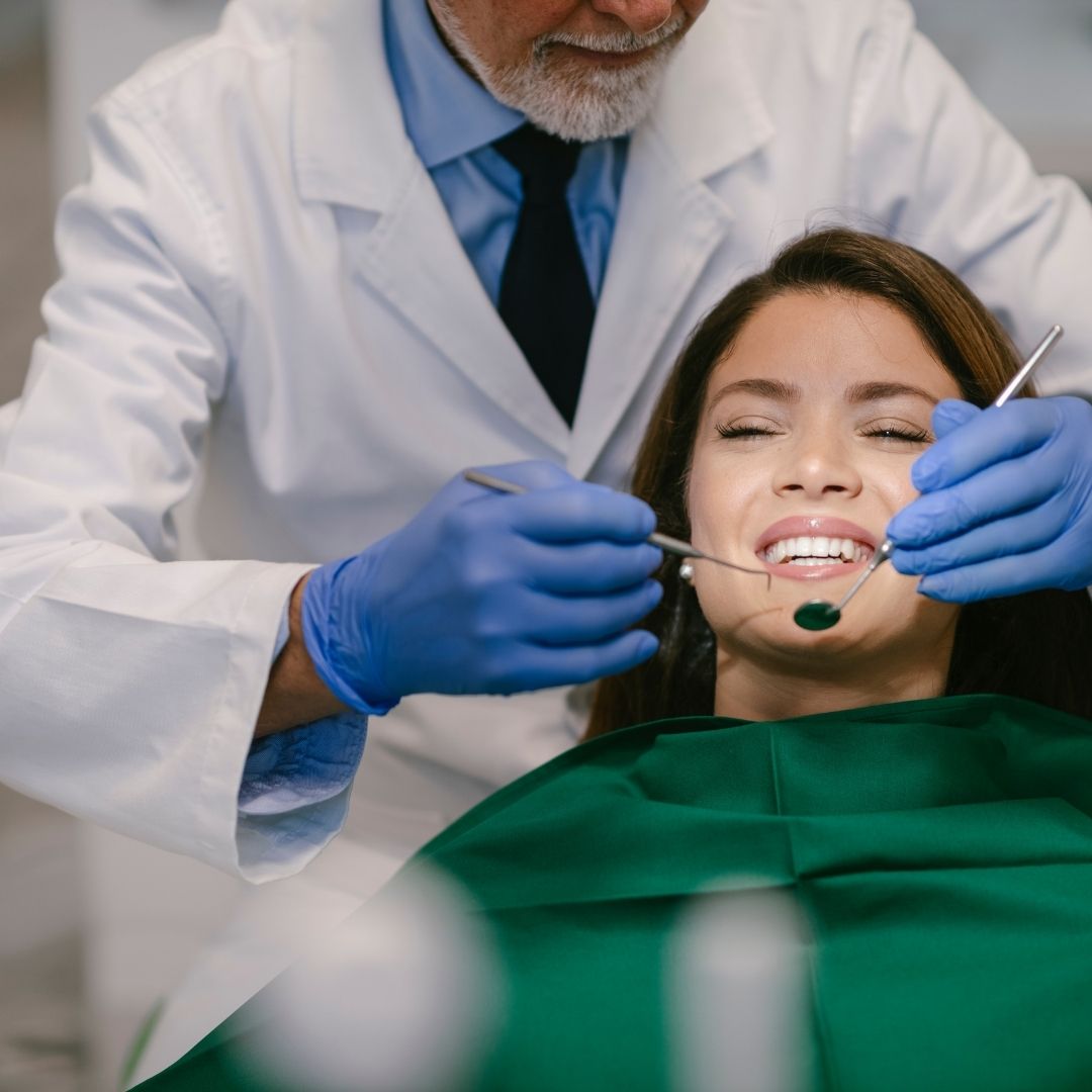 woman getting a dental exam